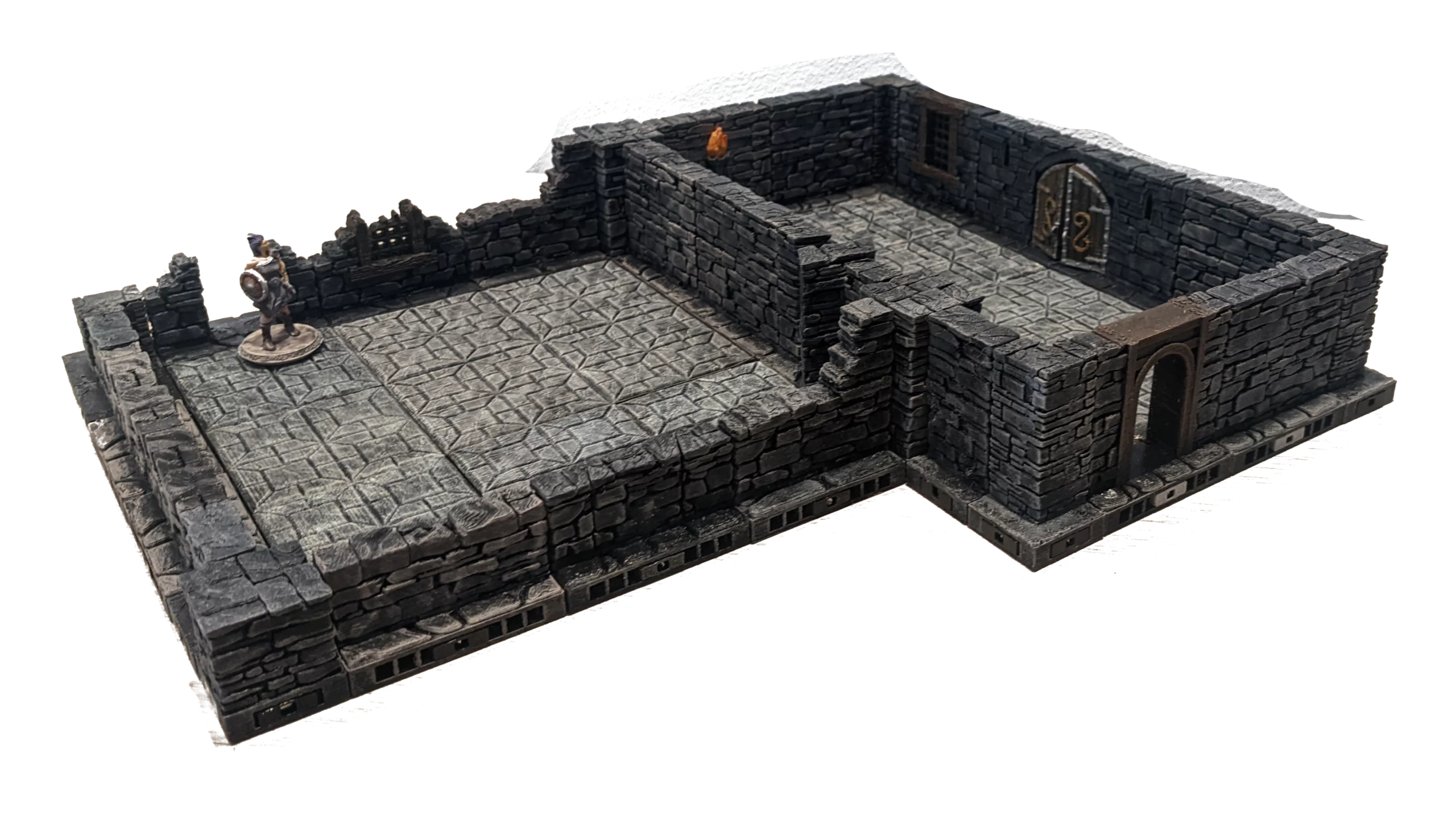 Plateau de donjon assemblé — tuiles aimantées prépeintes 28 mm